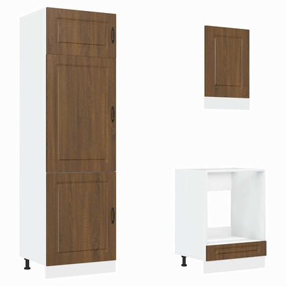 7-delige Keukenkastenset Kalmar bewerkt hout bruin eikenkleur