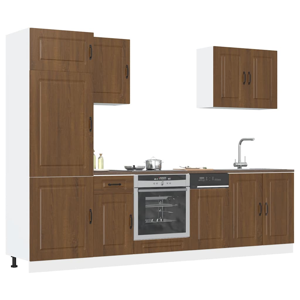 7-delige Keukenkastenset Kalmar bewerkt hout bruin eikenkleur