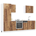 Keukenkastenset 7-delig bewerkt hout oud houtkleurig