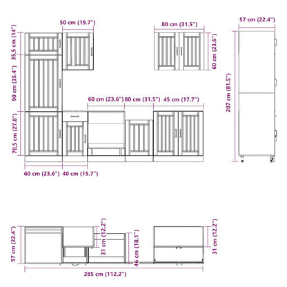 7-delige Keukenkastenset Lucca bewerkt hout wit