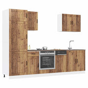 Keukenkastenset 7-delig bewerkt hout oud houtkleurig