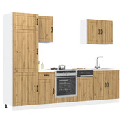 Keukenkastenset 7-delig bewerkt hout artisanaal eiken