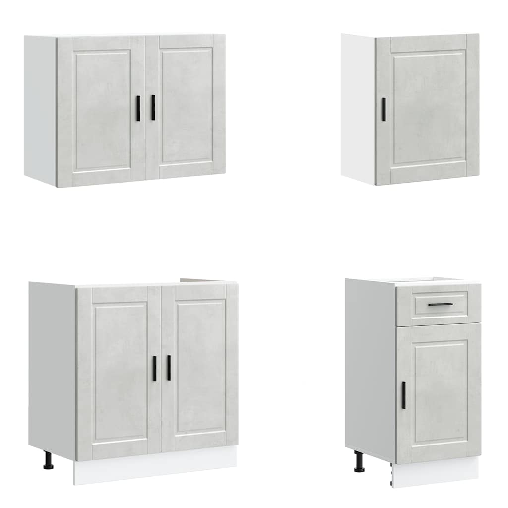 7-delige Keukenkastenset Kalmar bewerkt hout betongrijs