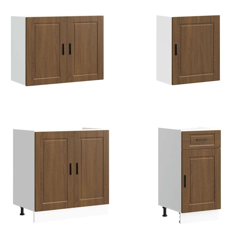7-delige Keukenkastenset Kalmar bewerkt hout bruin eikenkleur