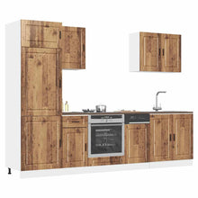 7-delige Keukenkastenset Kalmar bewerkt hout oud houtkleurig