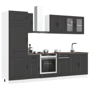 Keukenkastenset 8-delig bewerkt hout zwart