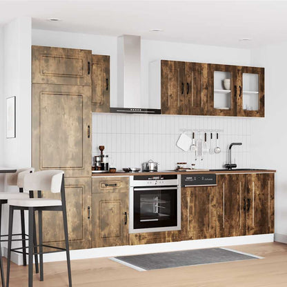 8-delige Keukenkastenset Kalmar bewerkt hout gerookt eiken