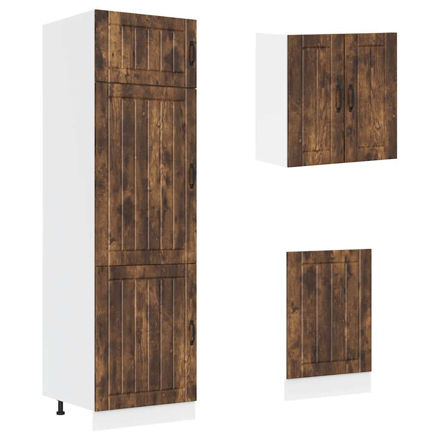 8-delige Keukenkastenset Kalmar bewerkt hout gerookt eiken