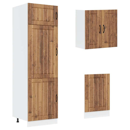8-delige Keukenkastenset Kalmar bewerkt hout oud houtkleurig