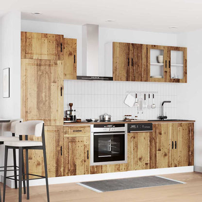 8-delige Keukenkastenset Kalmar bewerkt hout oud houtkleurig