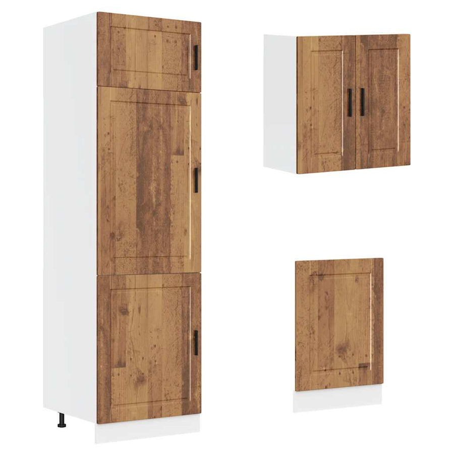 8-delige Keukenkastenset Kalmar bewerkt hout oud houtkleurig