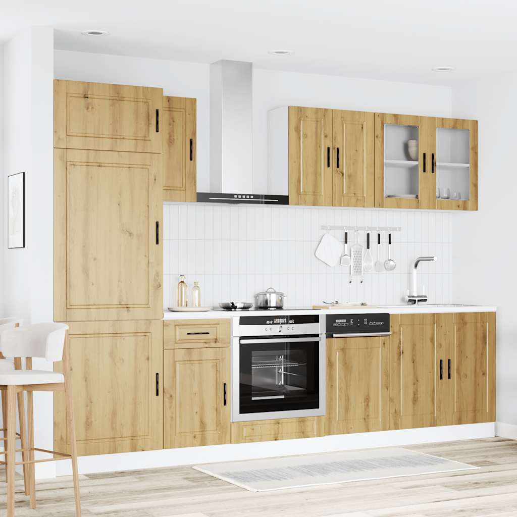 8-delige Keukenkastenset Kalmar bewerkt hout artisanaal eiken