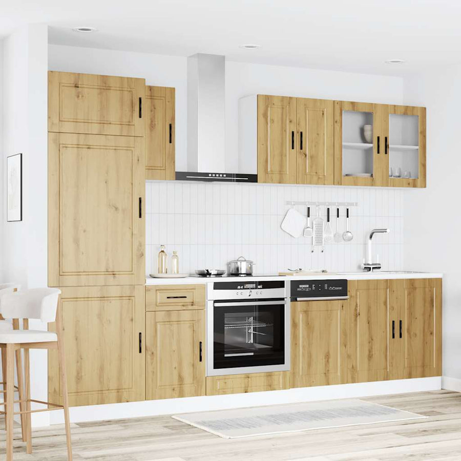 8-delige Keukenkastenset Kalmar bewerkt hout artisanaal eiken