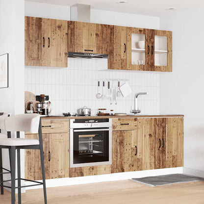 8-delige Keukenkastenset Kalmar bewerkt hout oud houtkleurig