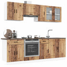 Keukenkastenset 8-delig bewerkt hout oud houtkleurig