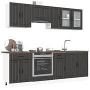 Keukenkastenset 8-delig bewerkt hout zwart