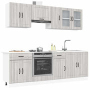 Keukenkastenset 8-delig bewerkt hout grijs sonoma eiken