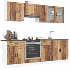 Keukenkastenset 8-delig bewerkt hout oud houtkleurig