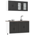 Keukenkastenset 4-delig bewerkt hout zwart