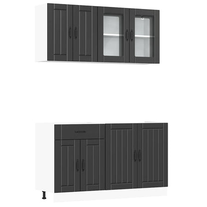 4-delige Keukenkastenset Kalmar bewerkt hout zwart
