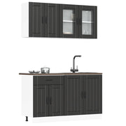 Keukenkastenset 4-delig Kalmar bewerkt hout zwart