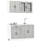 Keukenkastenset 4-delig bewerkt hout grijs sonoma eiken