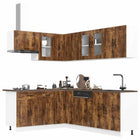 Keukenkastenset 11-delig bewerkt hout gerookt eiken