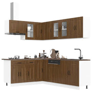 Keukenkastenset 11-delig bewerkt hout bruin eikenkleur