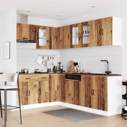 11-delige Keukenkastenset Kalmar bewerkt hout oud houtkleurig