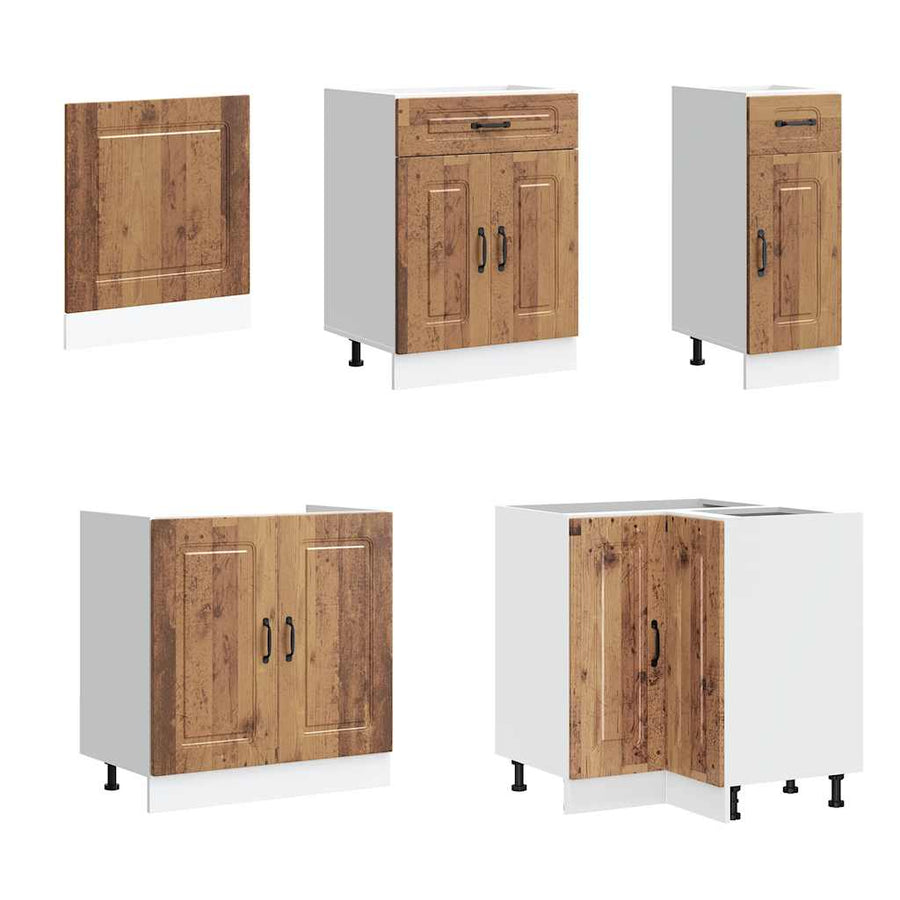 11-delige Keukenkastenset Kalmar bewerkt hout oud houtkleurig