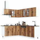Keukenkastenset Kalmar 11-delig bewerkt hout oud houtkleurig