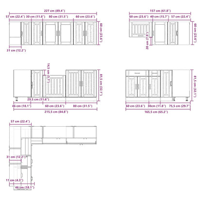 11-delige Keukenkastenset Lucca bewerkt hout wit