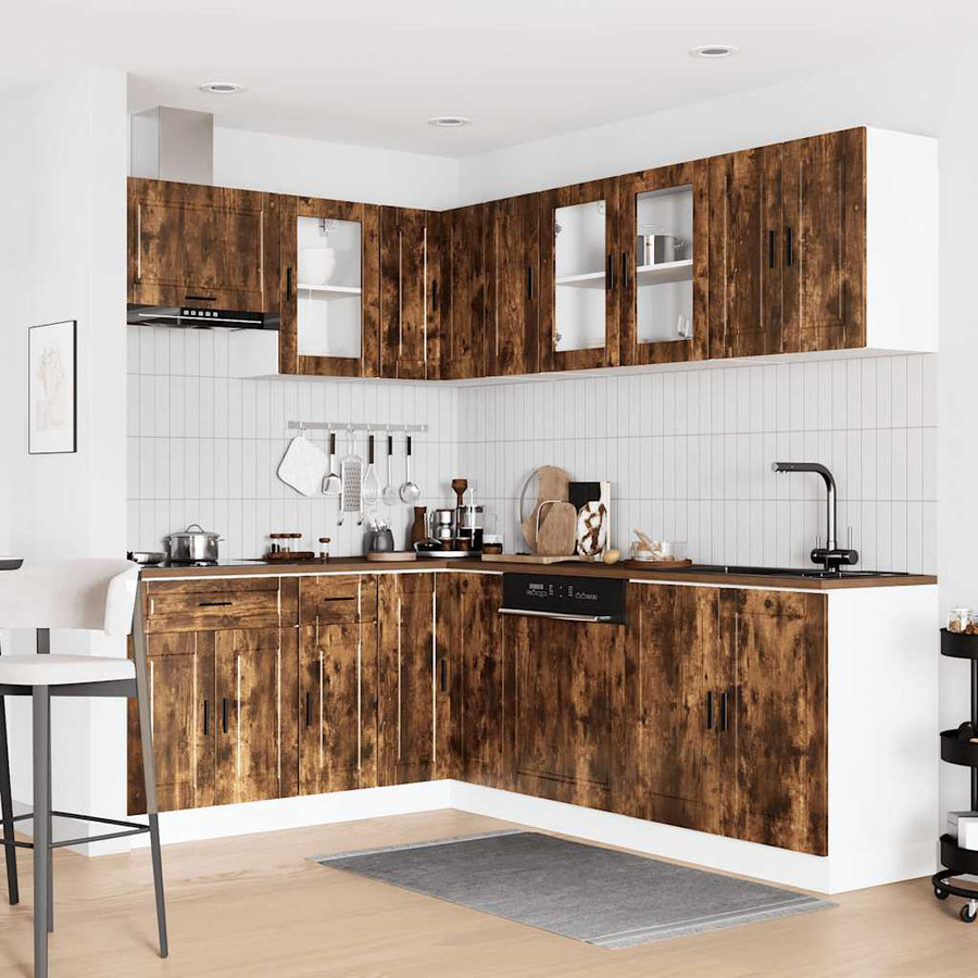 11-delige Keukenkastenset Porto bewerkt hout gerookt eiken