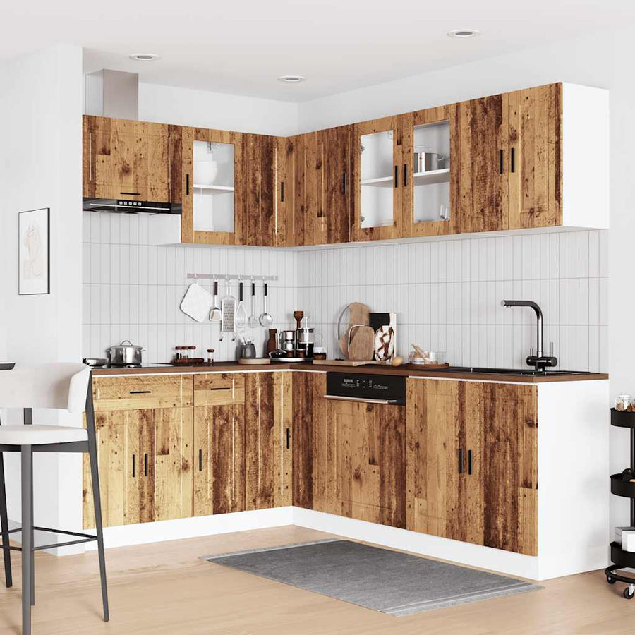 11-delige Keukenkastenset Porto bewerkt hout oud houtkleurig