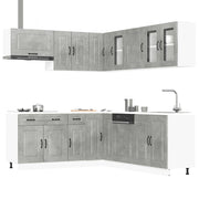 Keukenkastenset 11-delig Kalmar bewerkt hout betongrijs
