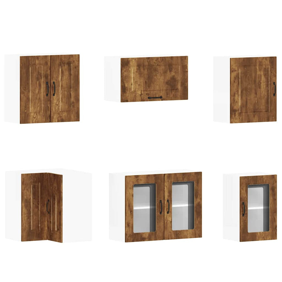 11-delige Keukenkastenset Kalmar bewerkt hout gerookt eiken