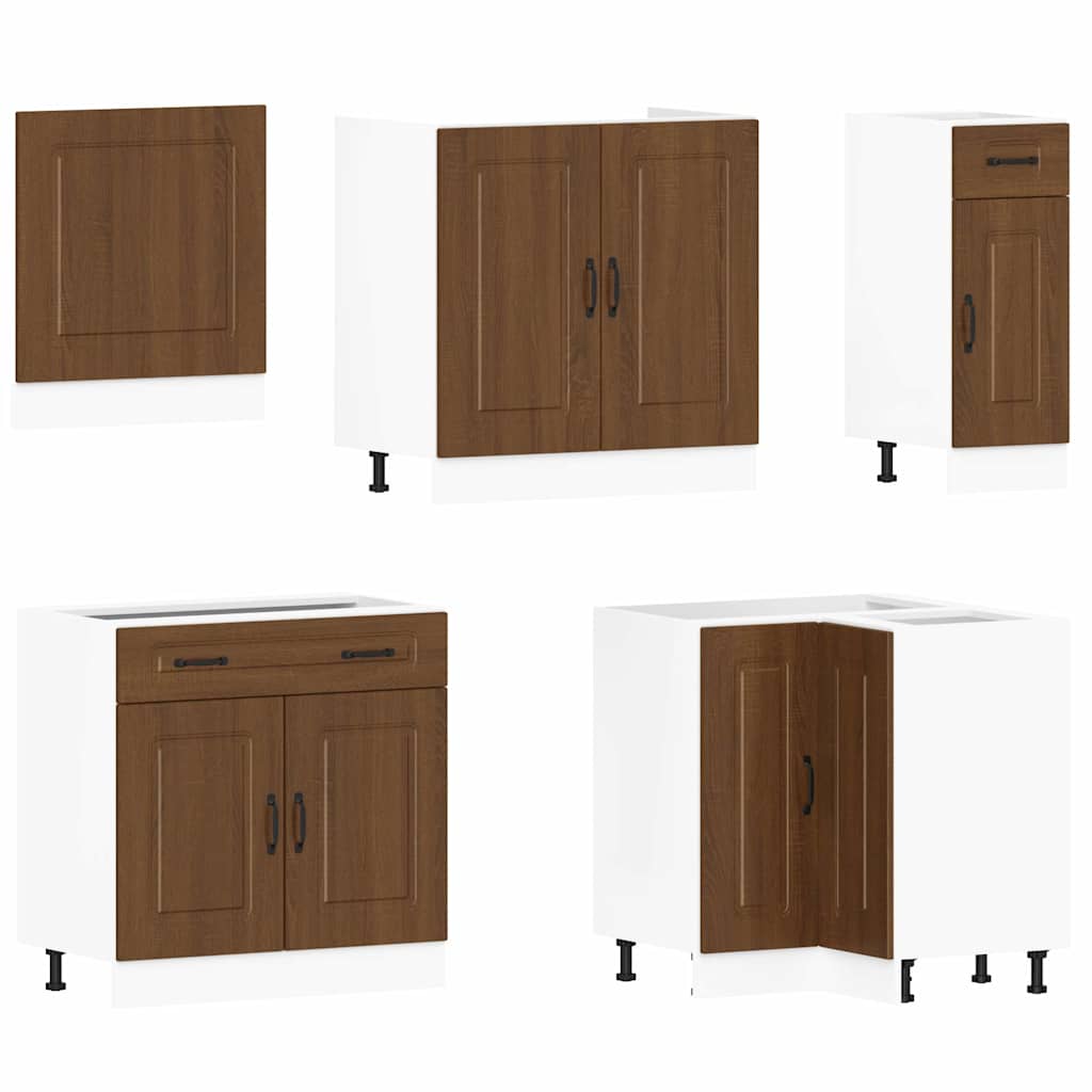 11-delige Keukenkastenset Kalmar bewerkt hout bruin eikenkleur