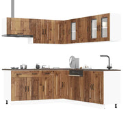 Keukenkastenset 11-delig bewerkt hout oud houtkleurig