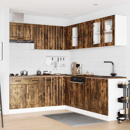 11-delige Keukenkastenset Lucca bewerkt hout gerookt eiken