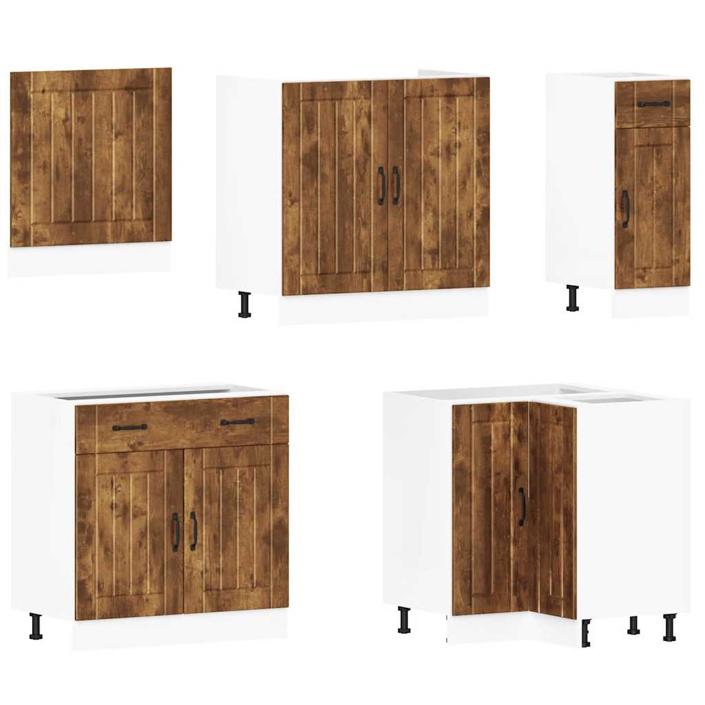 11-delige Keukenkastenset Lucca bewerkt hout gerookt eiken