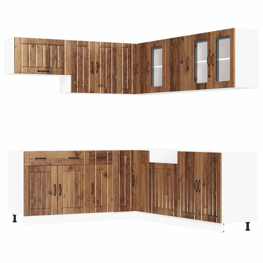 11-delige Keukenkastenset Lucca bewerkt hout oud houtkleurig