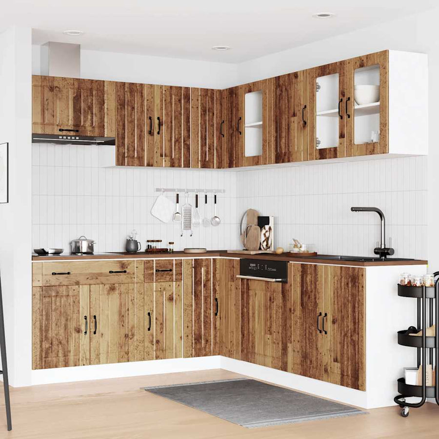 11-delige Keukenkastenset Lucca bewerkt hout oud houtkleurig