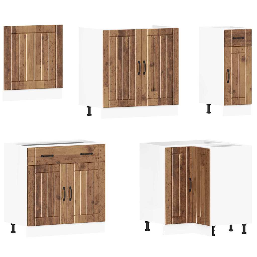 11-delige Keukenkastenset Lucca bewerkt hout oud houtkleurig