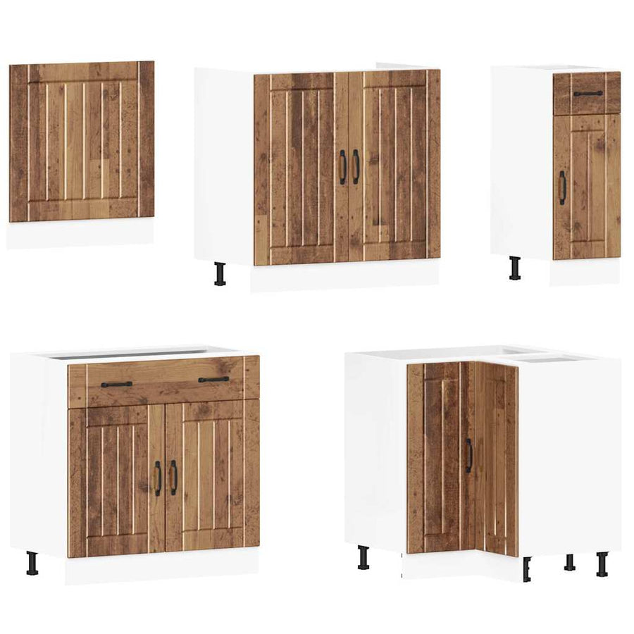 11-delige Keukenkastenset Lucca bewerkt hout oud houtkleurig