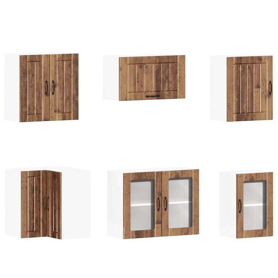 11-delige Keukenkastenset Lucca bewerkt hout oud houtkleurig