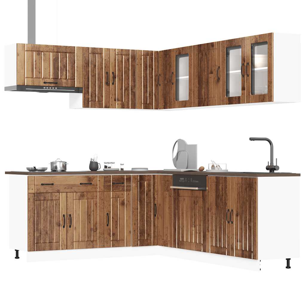11-delige Keukenkastenset Lucca bewerkt hout oud houtkleurig