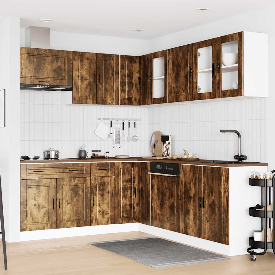 11-delige Keukenkastenset Porto bewerkt hout gerookt eiken