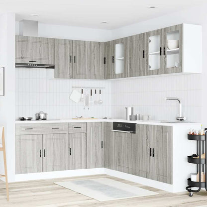 11-Delige Keukenkastenset Porto Bewerkt Hout Eiken Grijs sonoma