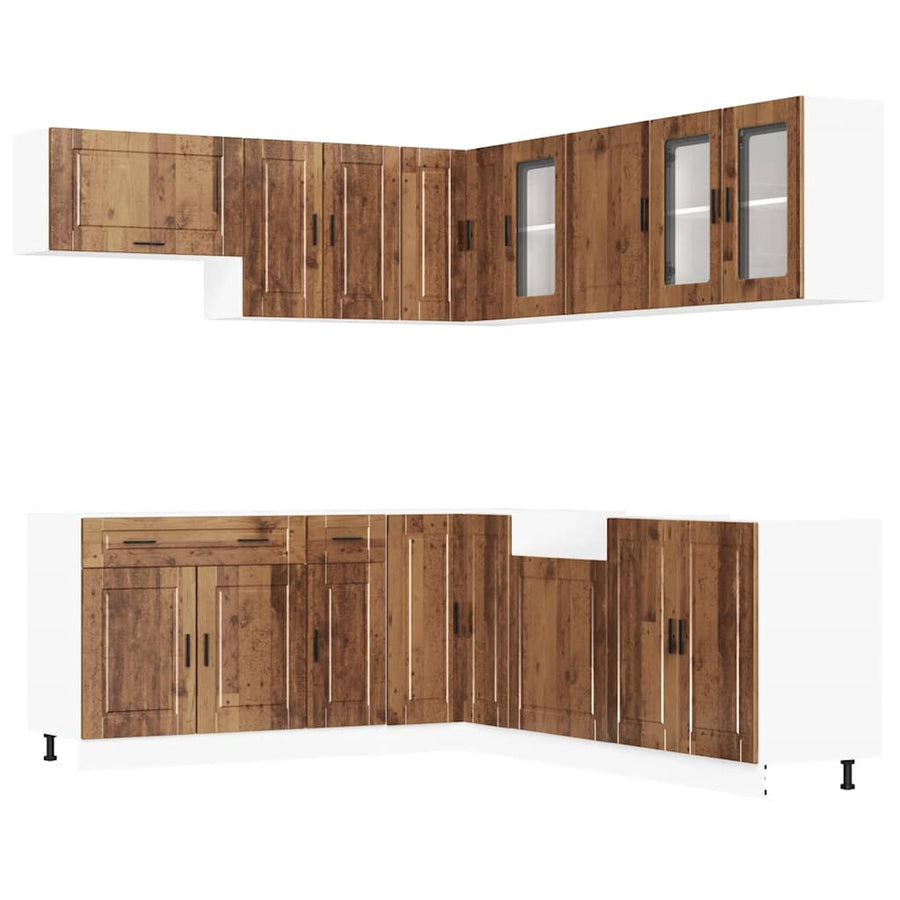 11-delige Keukenkastenset Porto bewerkt hout oud houtkleurig