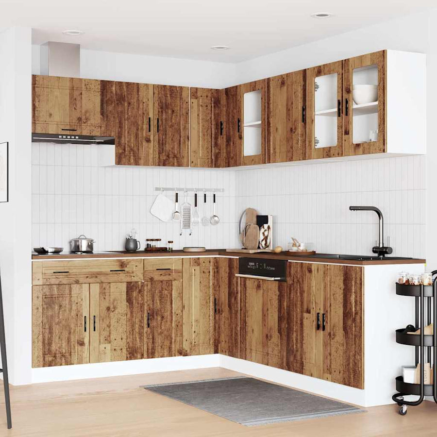 11-delige Keukenkastenset Porto bewerkt hout oud houtkleurig